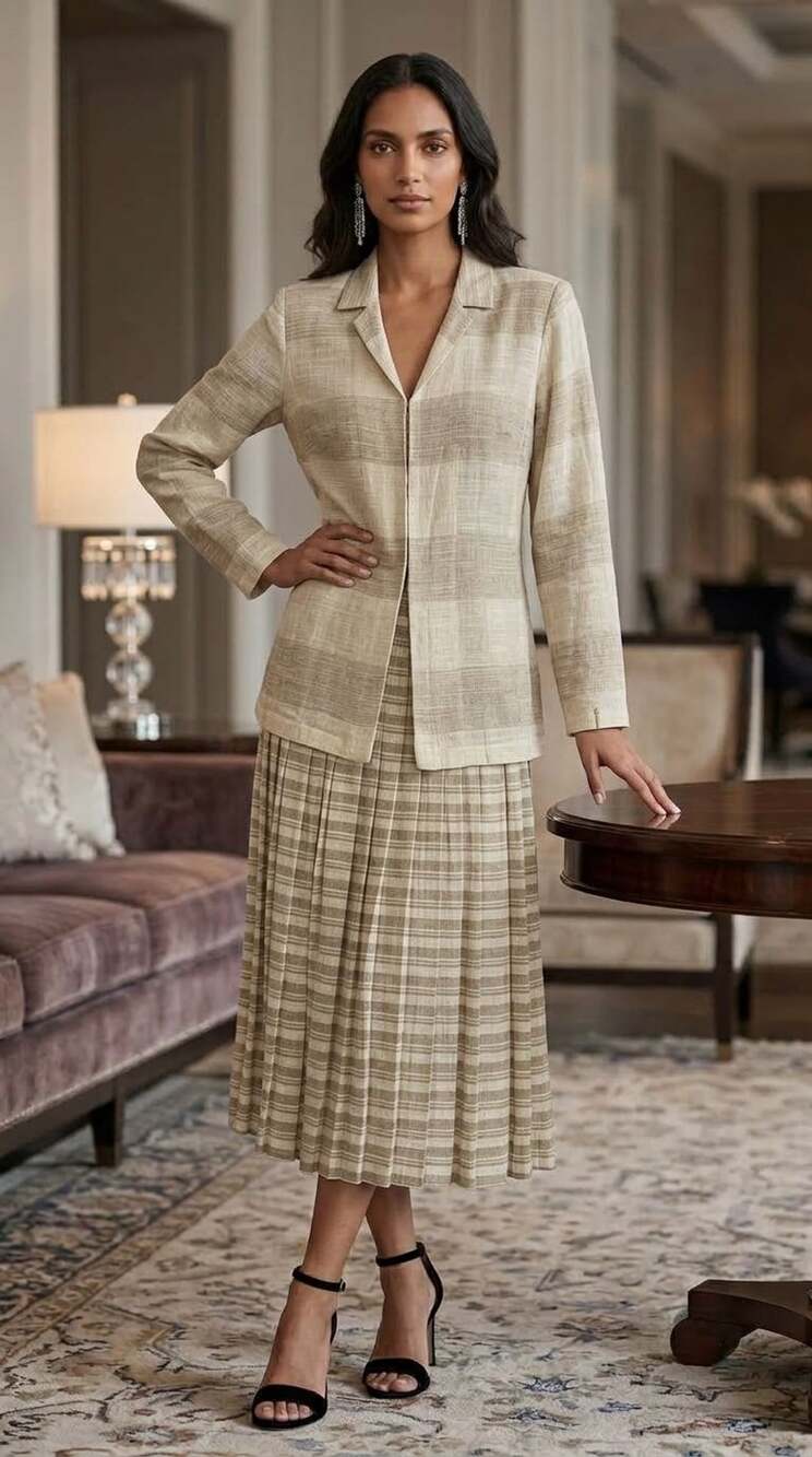 Just Max by Arthur Max Plaid Blazer and Skirt Set - Picture 1 of 9
